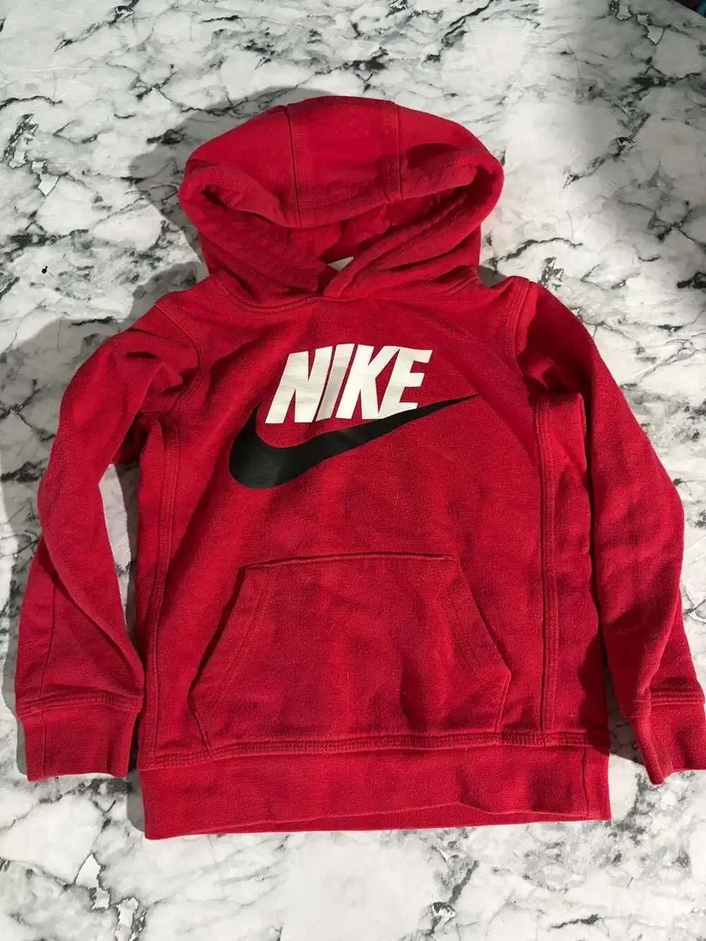 Nike Red Pullover Hoodie Size 4 XS 3-4 Yrs